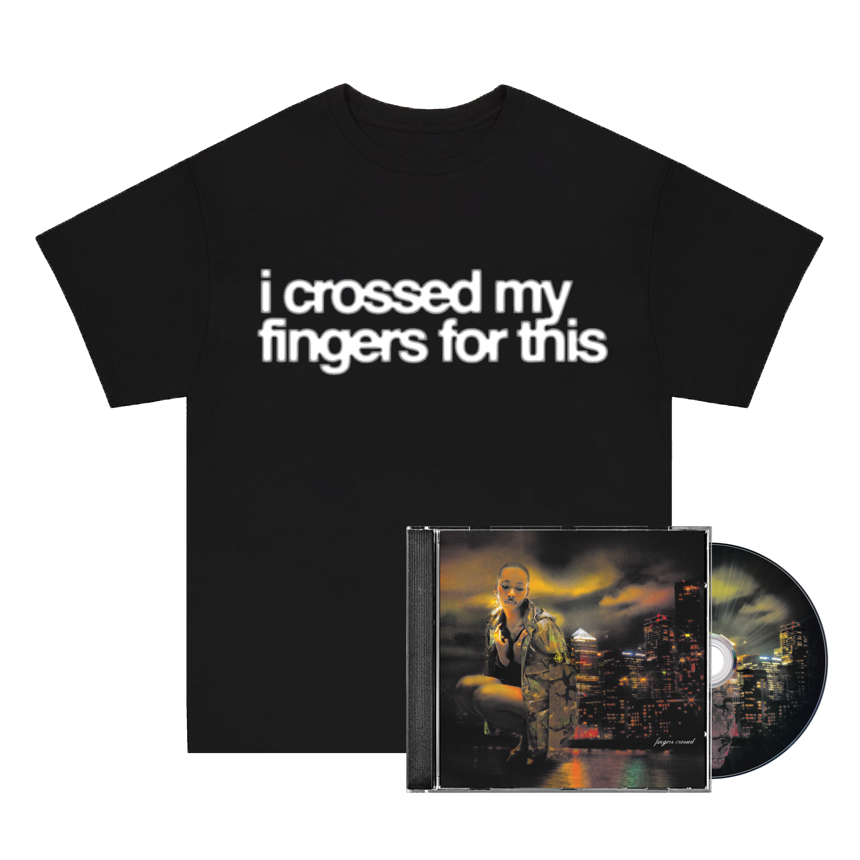 fingers crossed: cd + i crossed my fingers tee